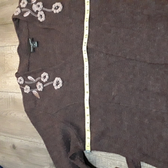 Brown Wool Cardigan with Tie Waist By Cynthia Rowley 3X - Picture 7 of 9